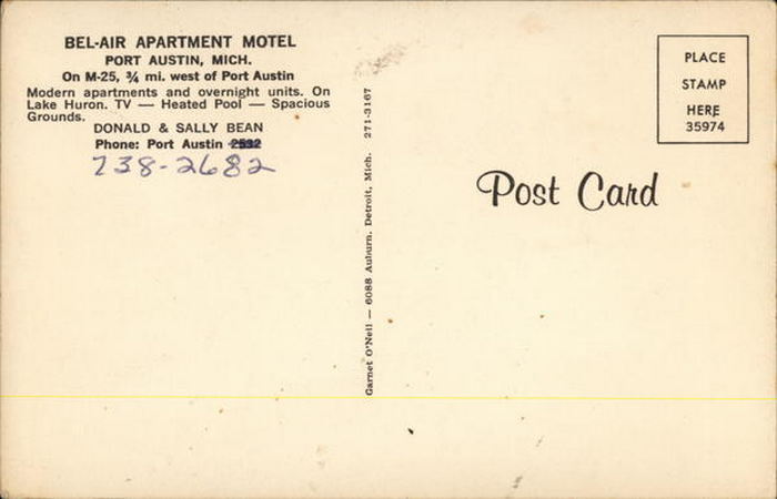 Bel-Air Apartment Motel (Port Austin Motel) - Vintage Postcard